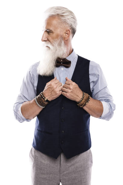 istock Handsome aged male model posing  on white background 1227561246