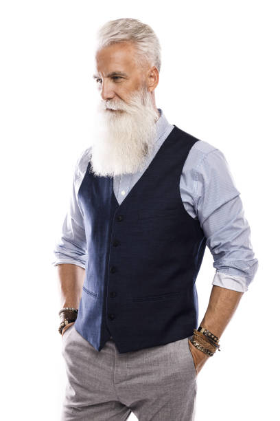 istock Handsome aged male model posing  on white background 1227561285