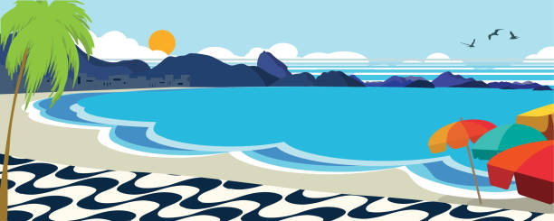 illustrazioni stock, clip art, cartoni animati e icone di tendenza di spiaggia di copacabana - copacabana beach immagine