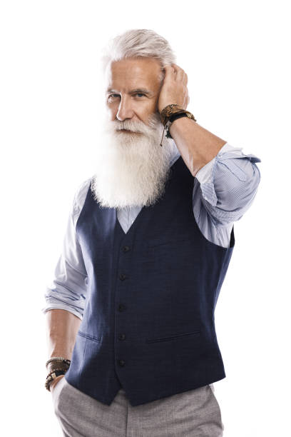 istock Handsome aged male model posing  on white background 1227561380