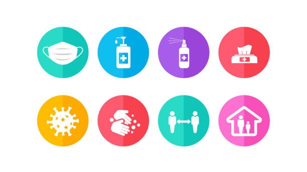 Vector icon set for Covid-19 symbol for covid-19 pandemic illness stock illustrations