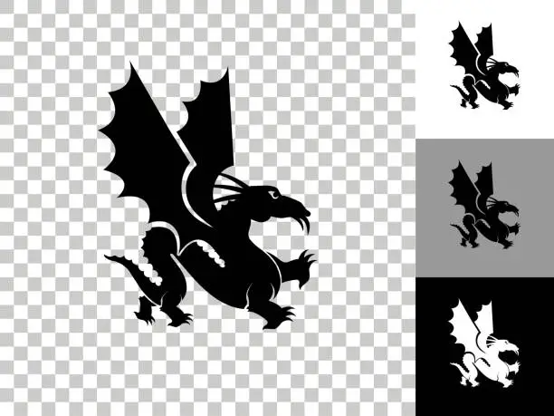 Vector illustration of Dragon Icon on Checkerboard Transparent Background