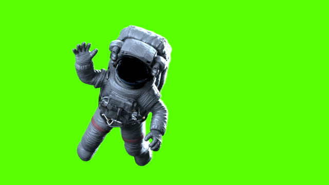 Astronaut Waves on a Green Background