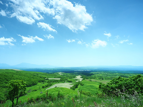 It is an image of a blue sky on a green earth