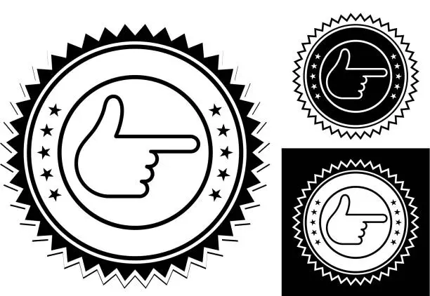 Vector illustration of Finger Pistol Hand Sign Pointing Icon