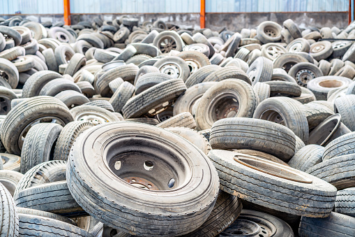 Wheels removed from scrapped cars