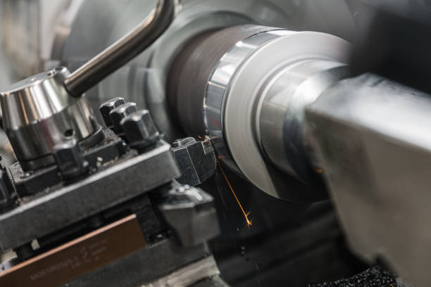 istock Metalworking lathe milling machine. Cutting metal modern processing technology. Milling is the process of machining using rotary cutters to remove material by advancing a cutter in workpiece. 1227581056
