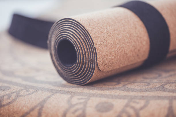 cork yoga mat - fotografia de stock