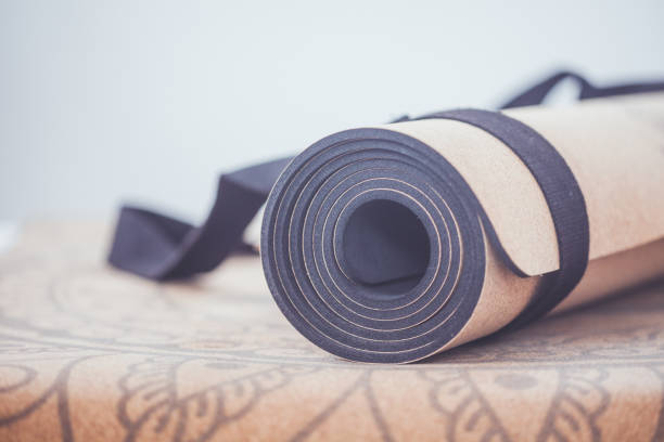 cork yoga mat - fotografia de stock