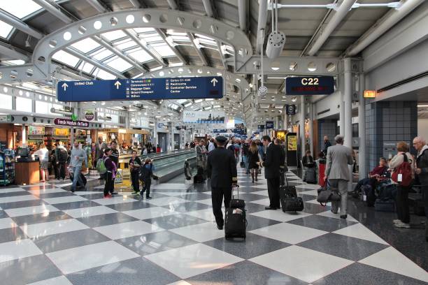 시카고 오헤어 공항 - airport usa business ohare airport 뉴스 사진 이미지