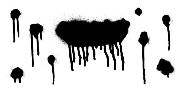 istock Set of graffiti spray banner. Vector spray paint shapes with smudges 1227584211