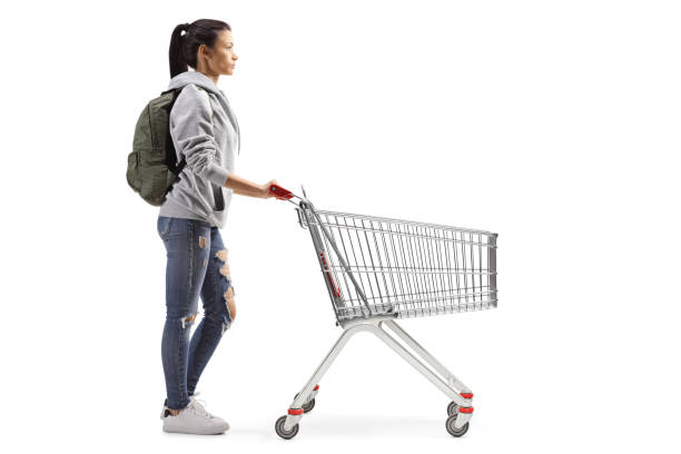 istock Female student with an empty shopping cart 1227584285
