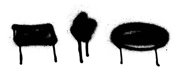 istock Set of graffiti spray banner. Vector spray paint shapes with smudges 1227586199