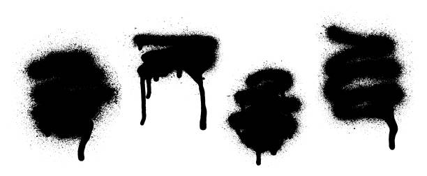 istock Set of graffiti spray banner. Vector spray paint shapes with smudges 1227586432