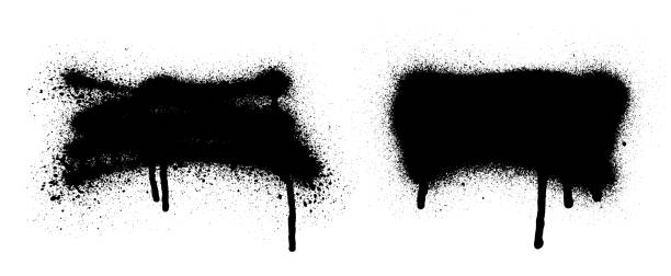 istock Set of graffiti spray banner. Vector spray paint shapes with smudges 1227586497