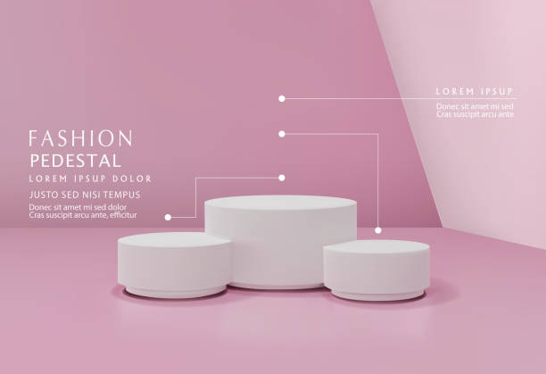 Vector pink minimal scene , podiumfor cosmetic product presentation. Abstract background with geometric podium platform in pastel colors. Template for design, presentation, advertisement.