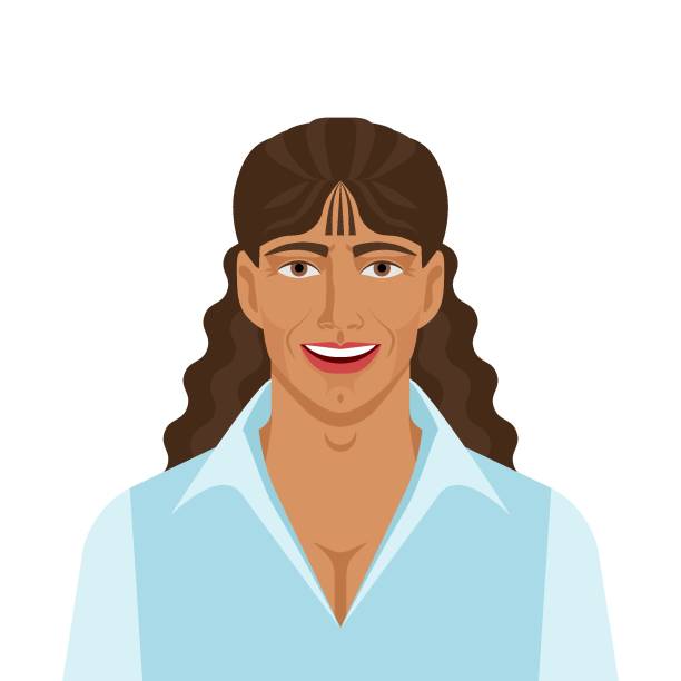 Handsome man with long curly hair Handsome man with long curly hair. Vector illustration emo hair guys stock illustrations