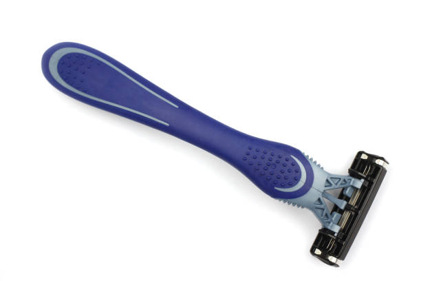 istock Shaving razor isolated on white background. top view 1227589975