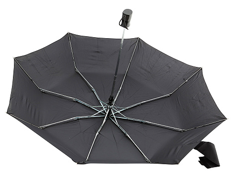 Classic Little Black Umbrella over white with Clipping Path: Open