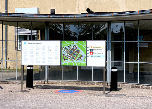 Gentofte Hospital is a public Hospital  free of charge in Copenhagen, Denmar,k photographed 28th May a sunny afternon