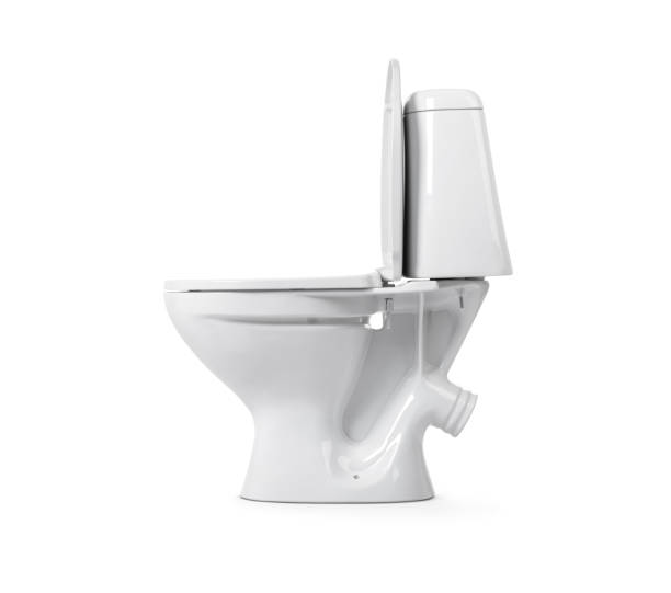 istock Side view open toilet bowl, isolated on white background. File contains a path to isolation. 1227592100