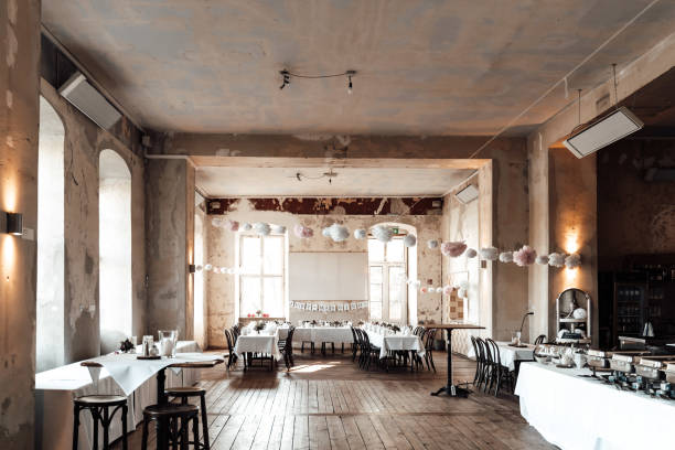 istock photo of dinner tables at a wedding 1227592764