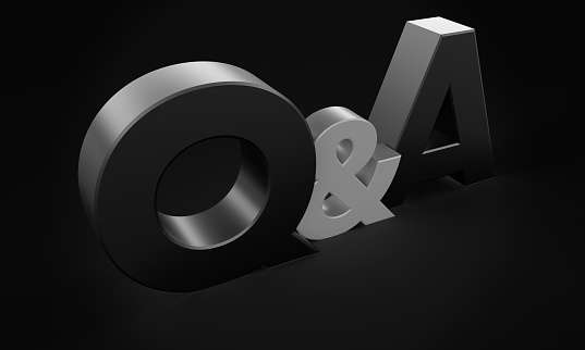 3D render of a Questions and Answers sign on a black background