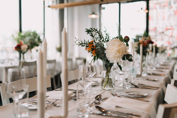 istock photo of a dinner table at a wedding 1227592846
