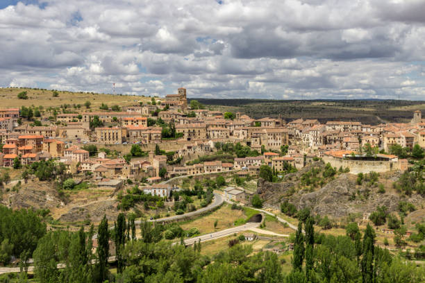View of village Sepulveda (Spain) stock photo