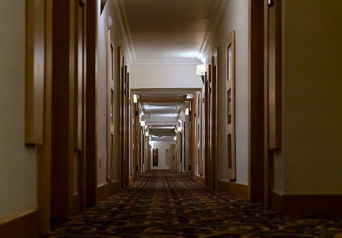 Hotel rooms corridor