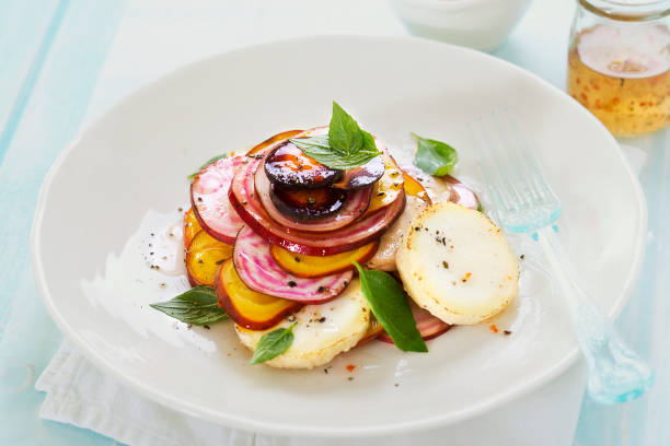 istock Beetroot salad with goats cheese and basil, vinaigratte dressing 1227594362
