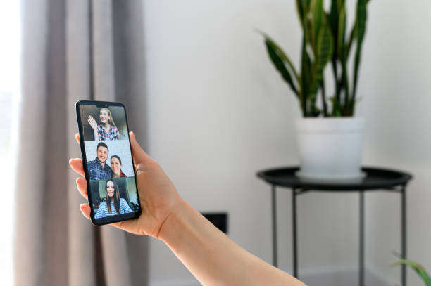 istock Video meeting on smartphone screen, zoom app 1227596024