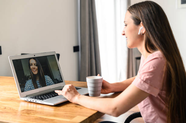 istock A young woman using laptop for video call, zoom 1227596065