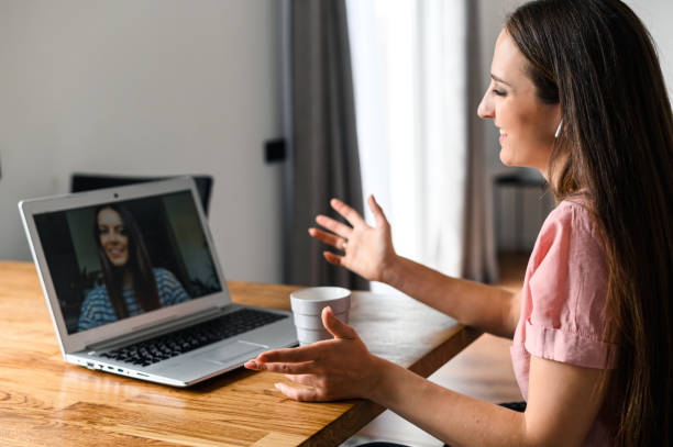 istock A young woman using laptop for video call, zoom 1227596076