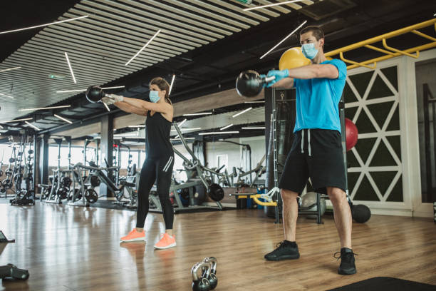 istock Workout in gym after pandemic 1227597396