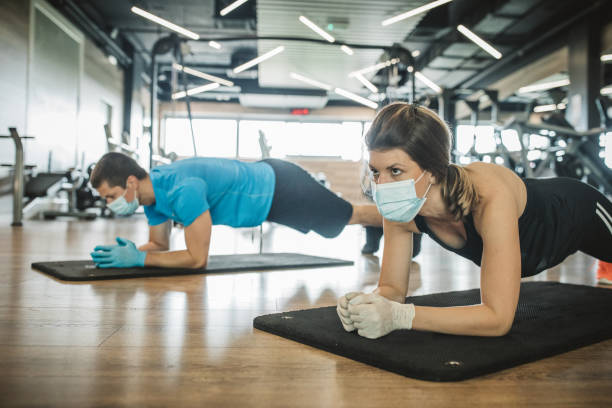 istock Workout in gym after pandemic 1227597476