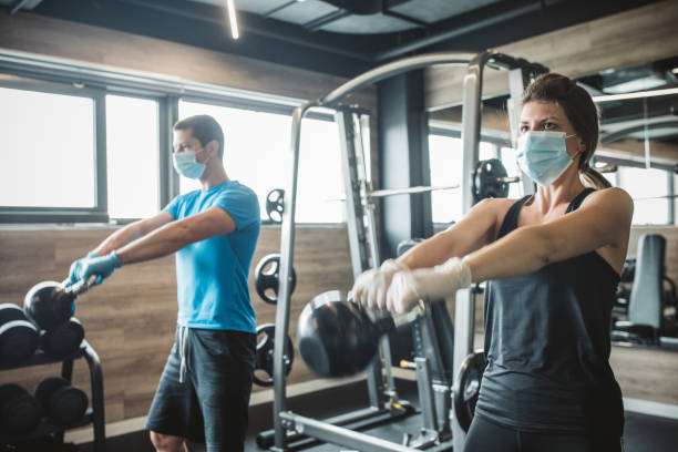 istock Workout in gym after pandemic 1227597588