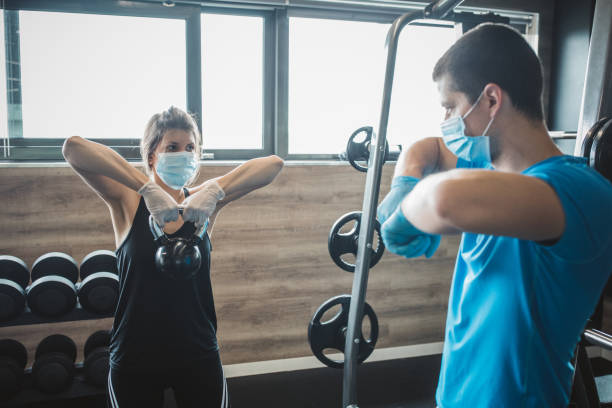 istock Workout in gym after pandemic 1227597609