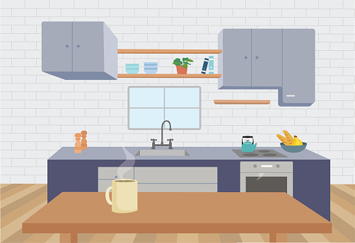 Illustration of a beautiful kitchen at home