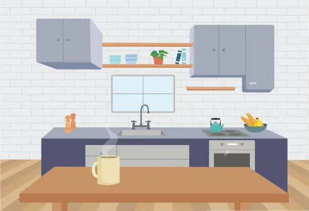 Vector illustration of Illustration of a beautiful kitchen at home