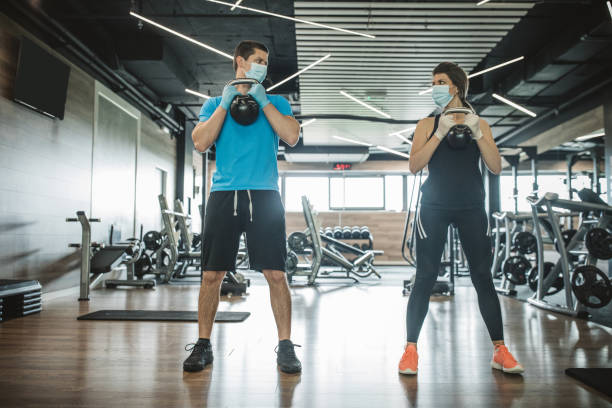 istock Workout in gym after pandemic 1227597693