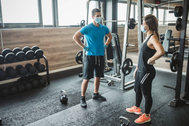 istock Workout in gym after pandemic 1227597726
