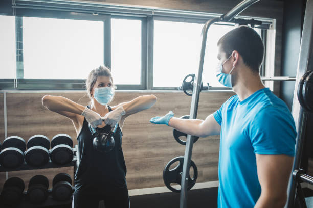 istock Workout in gym after pandemic 1227597841