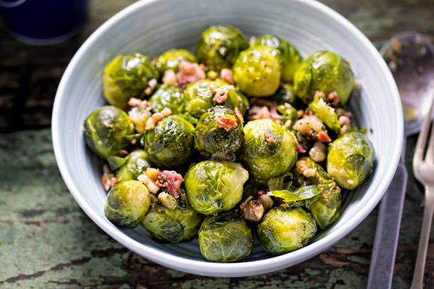 istock Brussel sprouts with bacon, christmas side 1227597919