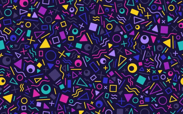 Vector illustration of Seamless Retro Abstract Shapes Background