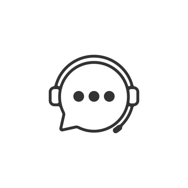 ilustraciones, imágenes clip art, dibujos animados e iconos de stock de icono de servicio de soporte. auriculares y diseño de vectores de burbujas de chat. - twitter