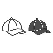 istock Cap line and solid icon, Summer concept, Baseball cap sign on white background, sport hat icon in outline style for mobile concept and web design. Vector graphics. 1227607506