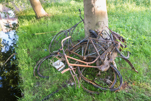 istock Rusty bicycles that have been lifted from a ditch 1227614697