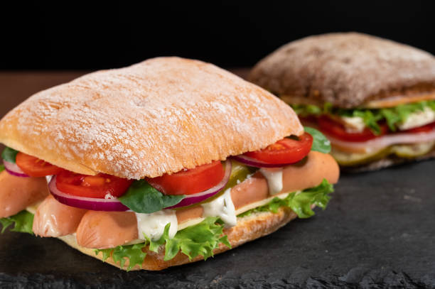 istock Two different sandwiches. Two different rolls and filling. 1227614744