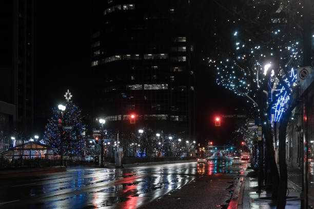 istock Hamilton, Ontario - Downtown Core at Night - King and Hughson During Christmas 1227615109